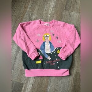 Piccolina Amelia Earhart Embroidered Trailblazer Sweatshirt Pink Gray Graphic 10